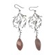 BOUCLES D'OREILLES ALGUES VIEIL ARGENT ET  QUARTZ ROSE