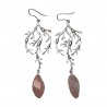 OLD SILVER ALGAS EARRINGS WITH PINK QUARTZ