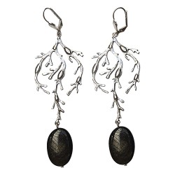 OLD SILVER ALGAS EARRINGS WITH GREY STONE