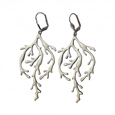 BOUCLES D OREILLES ALGUES BLANCHES