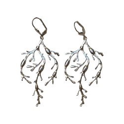 Boucles d'oreilles algues argentee