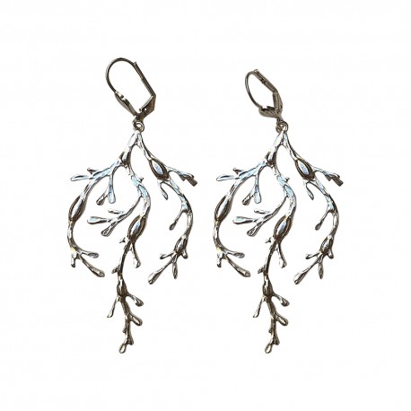 SILVER PLATED ALGAS EARRINGS