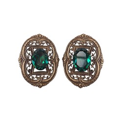 BRONZE FILIGREE WITH GREEN STRASS EARRINGS