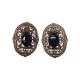 BOUCLES D OREILLES FILIGRANE BRONZE STRASS NOIR