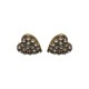 BOUCLES D'OREILLES TIGES COEURS  STRASS DORE