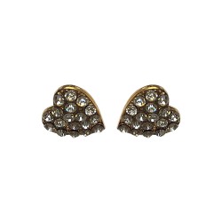 Boucles d'oreilles tiges coeurs  strass dore