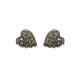 BOUCLES D'OREILLES TIGES COEURS STRASS ARGENTE