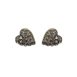 Boucles d'oreilles tiges coeurs strass argente