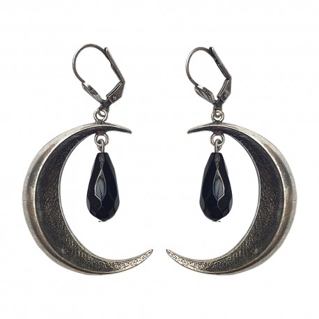 BOUCLES D OREILLE LUNE VIEL ARGENT