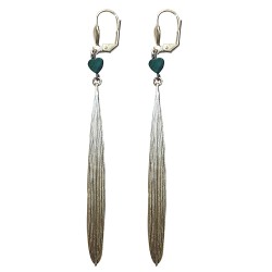 BOUCLES D OREILLES FEUILLES D EAU COEUR MALACHITE