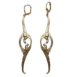 Boucles d oreilles 2 oiseaux dorees