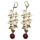 BOUCLES D OREILLES FEUILLES DORE ET PIERRE