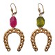 GOLD PLATED HORSESHOES WITH COLORED CRYSTAL EARRINGS