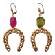 GOLD PLATED HORSESHOES WITH COLORED CRYSTAL EARRINGS