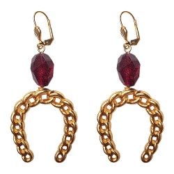 Boucles d oreilles fer a cheval dore crystal de couleur