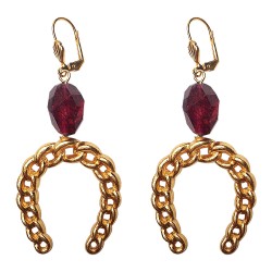 GOLD PLATED HORSESHOE WITH COLORED CRYSTAL EARRINGS