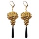 BOUCLES D OREILLES GRAPPE DE RAISIN DORE GOUTTE NOIRE