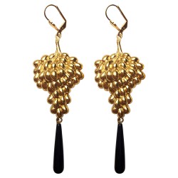 GOLD PLATED GRAPPE WITH BLACK DROP