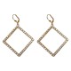 BOUCLES D OREILLES CARRE DORE STRASS