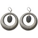 SILVER PLATED HOOPS WITH OBSIDIENNE EARRINGS