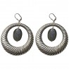 SILVER PLATED HOOPS WITH OBSIDIENNE EARRINGS