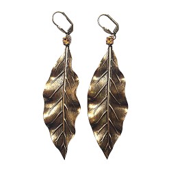 BOUCLES D OREILLES FEUILLES DOREES AVEC STRASS