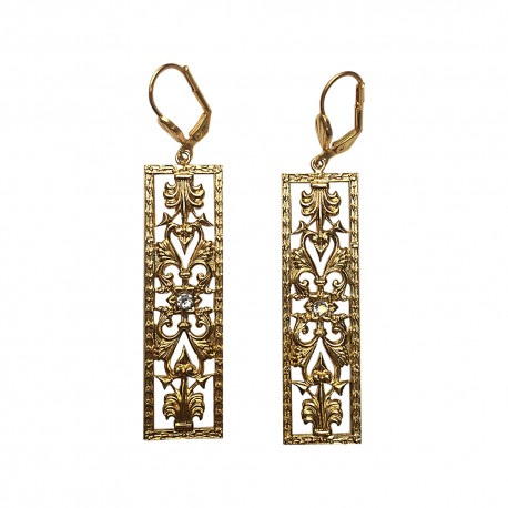 GOLD PLATED FILIGREE WITH STRASS EARRINGS