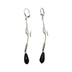 BOUCLES D OREILLE BAMBOU ARGENTEE AGATHE NOIRE