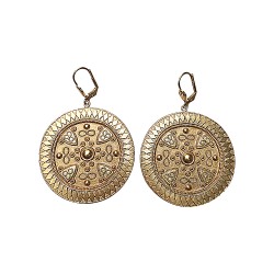 GOLD PLATED EHNICAL ROUND EARRINGS