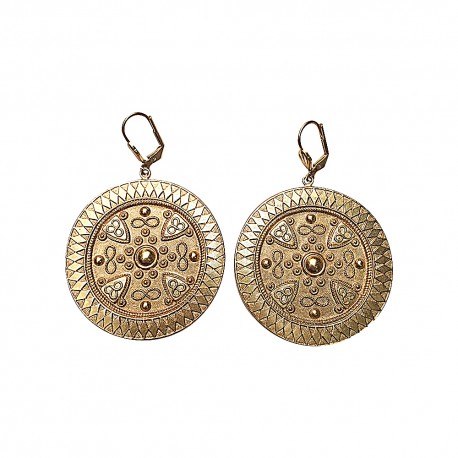 GOLD PLATED EHNICAL ROUND EARRINGS