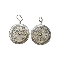 Boucles d oreilles ethniques rond argentees