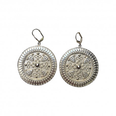 SILVER PLATED ETHINCAL ROUND EARRINGS