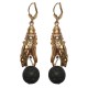 BOUCLES D OREILLES TETE DE SERPENT DOREES ET PIERRE