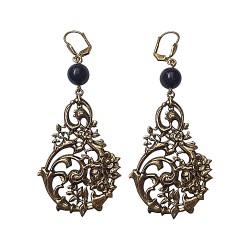 OLD GOLD PLATED FILIGREE  AND STONE EARRINGS