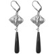 BOUCLES D'OREILLES RAIE ONYX NOIR ARGENTEES