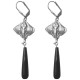 SILVER PLATED RAY WITH ONYX EARRINGS