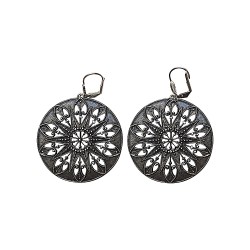 BOUCLES D OREILLES FILIGRANE ROND VIEL ARGENT