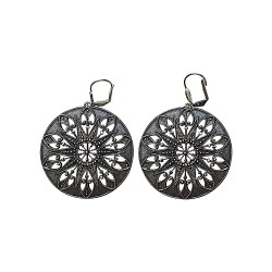 OLD SILVER PLATED ROUND FILIGREE EARRNGS
