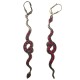 BOUCLES D OREILLES SERPENTS VIEL OR STRASS ROUGE