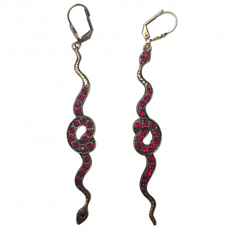 OLD GOLD PLATED SNAKE WITH RED STRASS