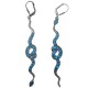 OLD SILVER PLATED SNAKE WITH BLUE STONE EARRINGS