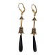 BOUCLES D OREILLES FLECHE DOREES ET ONYX NOIR