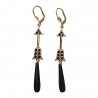 GOLD PLATED ARROW WITH BLACK ONYX EARRINGS