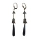 BOUCLES D OREILLES FLECHE VIEL OR ET ONYX NOIR