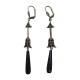 OLD GOLD PLATED ARROW WITH BLACK ONYX EARRINGS