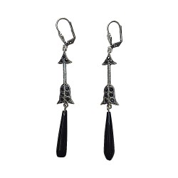 Boucles d oreilles fleche viel argent et onyx noir