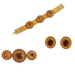 Parure artichaut (bracelet + bo + broche) dorée