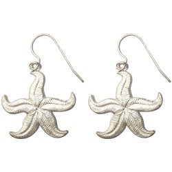 BOUCLES D OREILLES ETOILE DE MER ARGENTEES MAT