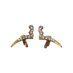 Boucles d oreilles simili dorees et strass