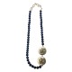 COLLIER LONG JADE NOIR 2 MEDAILLES ANGE  VIEIL OR AGATHE NOIR